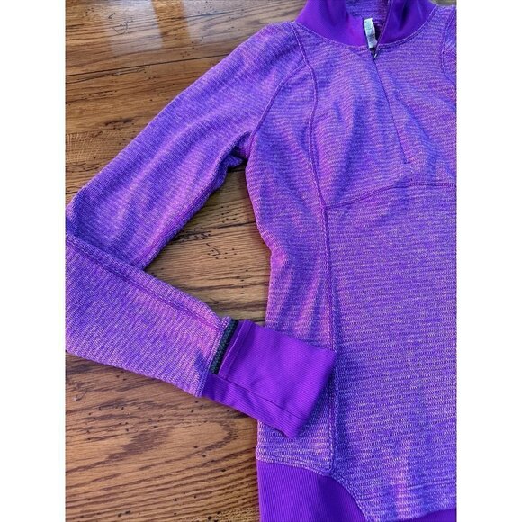 LULULEMON  RUNDERFUL HALF ZIP PULLOVER SZ 6 TENDER VIOLET MINI CHECK PIQUE Z13 - Picture 3 of 8